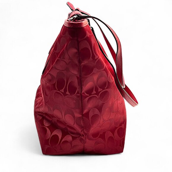 Coach Ward Steen With Leather Trim Monogram Purse Red Tag Tote Bag Pockets - Picture 8 of 16